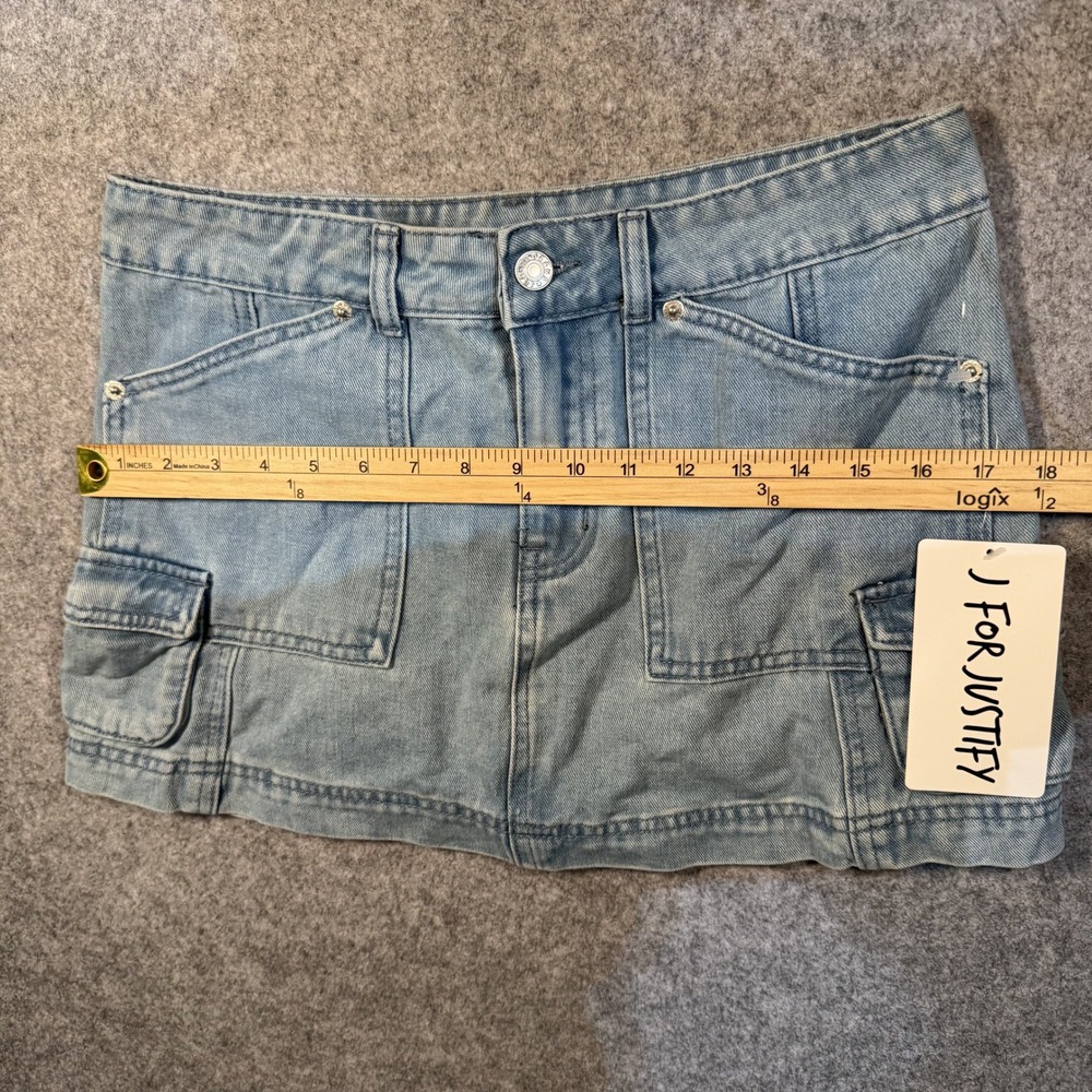 J For Justify Cargo Denim Mini Skirt Medium Light Blue Utility Pockets - Picture 4 of 9
